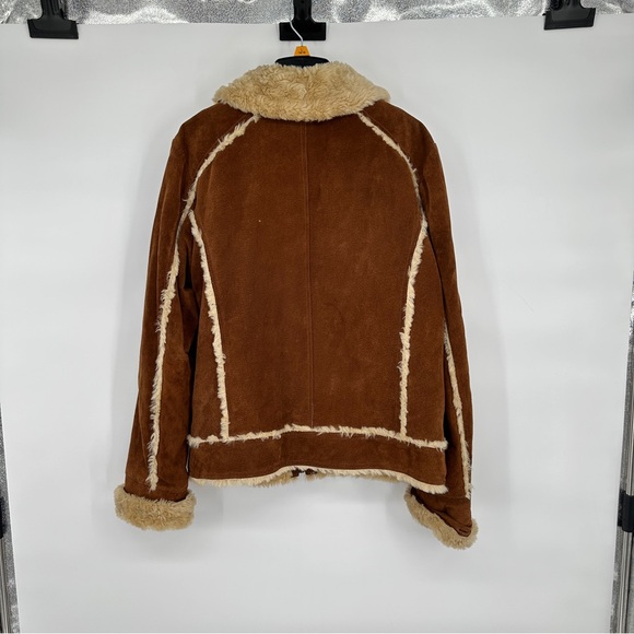 Wilson’s Leather Brown Leather Faux Fur Coat Large Womens - Picture 2 of 7